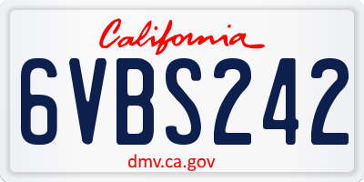 CA license plate 6VBS242