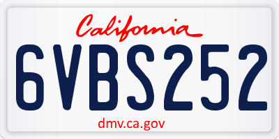CA license plate 6VBS252