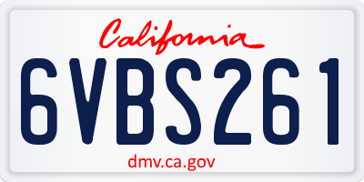CA license plate 6VBS261
