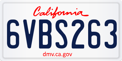 CA license plate 6VBS263