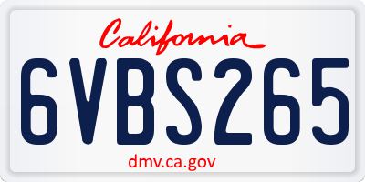 CA license plate 6VBS265