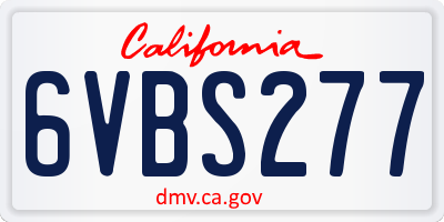 CA license plate 6VBS277