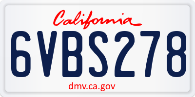 CA license plate 6VBS278