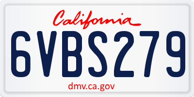 CA license plate 6VBS279