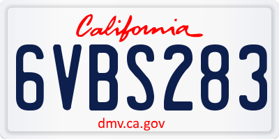 CA license plate 6VBS283