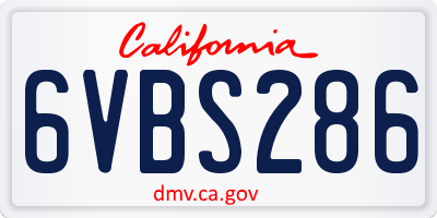 CA license plate 6VBS286