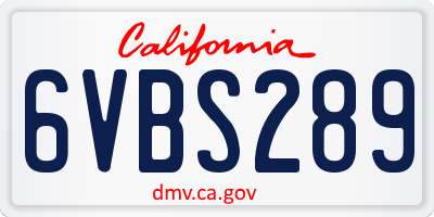 CA license plate 6VBS289