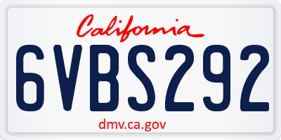 CA license plate 6VBS292