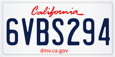 CA license plate 6VBS294