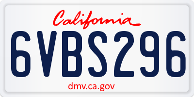 CA license plate 6VBS296