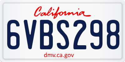 CA license plate 6VBS298