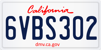 CA license plate 6VBS302