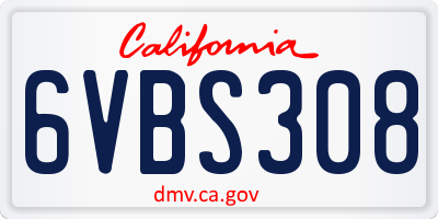 CA license plate 6VBS308