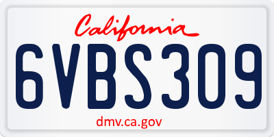 CA license plate 6VBS309