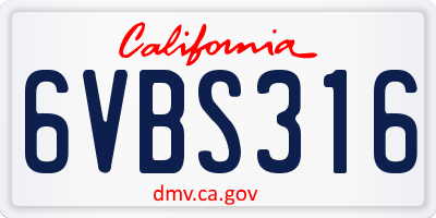 CA license plate 6VBS316