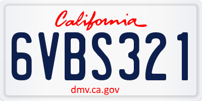 CA license plate 6VBS321