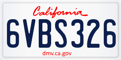 CA license plate 6VBS326