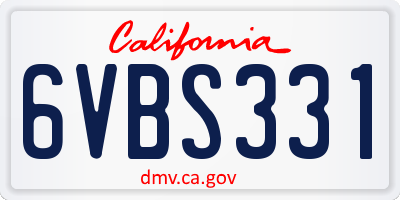 CA license plate 6VBS331
