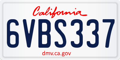CA license plate 6VBS337