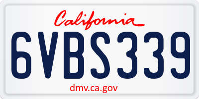 CA license plate 6VBS339