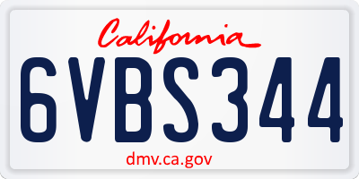 CA license plate 6VBS344