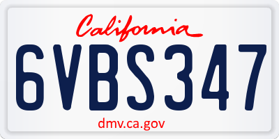 CA license plate 6VBS347