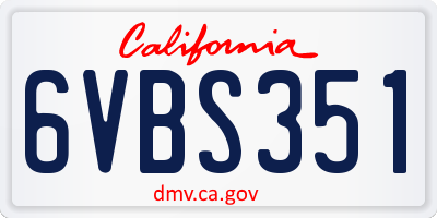 CA license plate 6VBS351