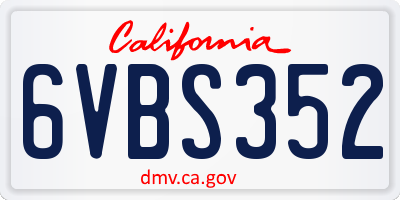 CA license plate 6VBS352