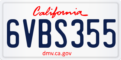CA license plate 6VBS355