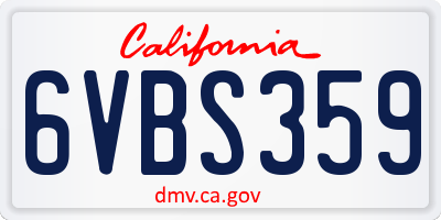 CA license plate 6VBS359
