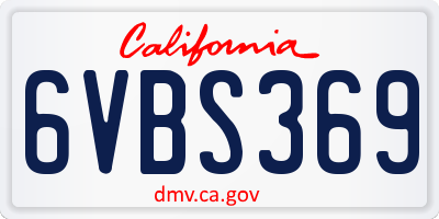 CA license plate 6VBS369