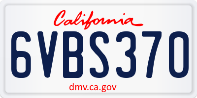 CA license plate 6VBS370