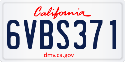 CA license plate 6VBS371