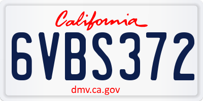 CA license plate 6VBS372