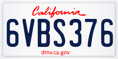 CA license plate 6VBS376