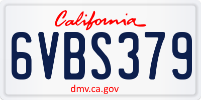 CA license plate 6VBS379