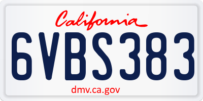 CA license plate 6VBS383