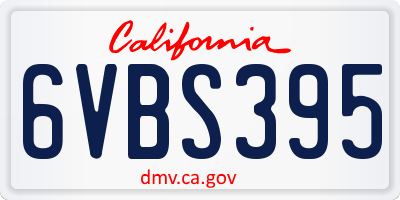 CA license plate 6VBS395