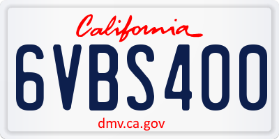 CA license plate 6VBS400