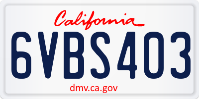 CA license plate 6VBS403
