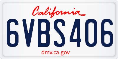 CA license plate 6VBS406