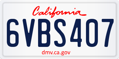CA license plate 6VBS407