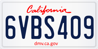 CA license plate 6VBS409