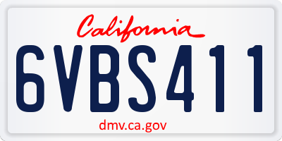 CA license plate 6VBS411