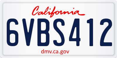 CA license plate 6VBS412