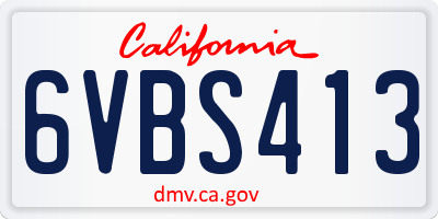 CA license plate 6VBS413