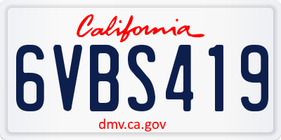 CA license plate 6VBS419