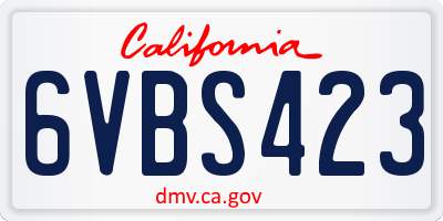 CA license plate 6VBS423