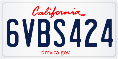 CA license plate 6VBS424