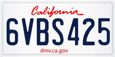 CA license plate 6VBS425